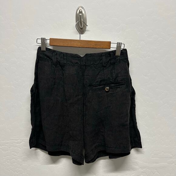 NWOT FREE PEOPLE Calla Pleated Linen Blend Trouser Black Noir Shorts Women’s 2 - Picture 9 of 11